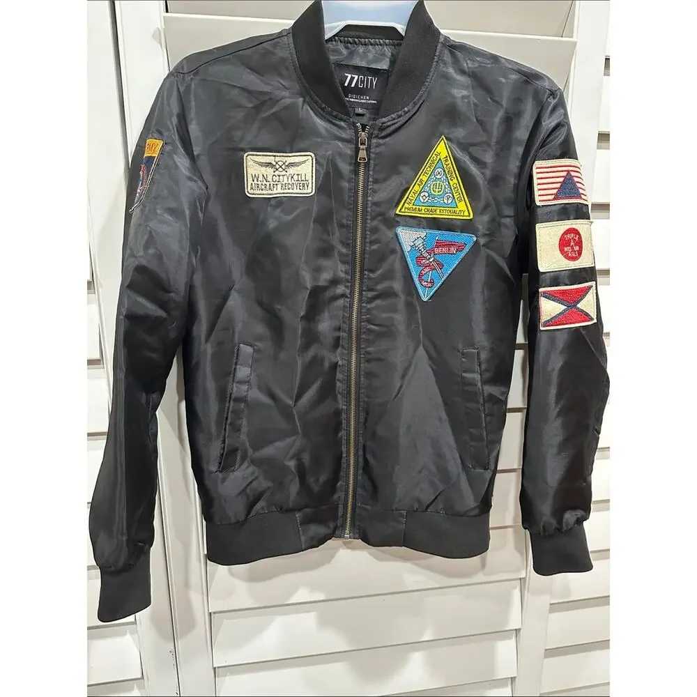 Copied - Black Patch Bomber Jacket - Men